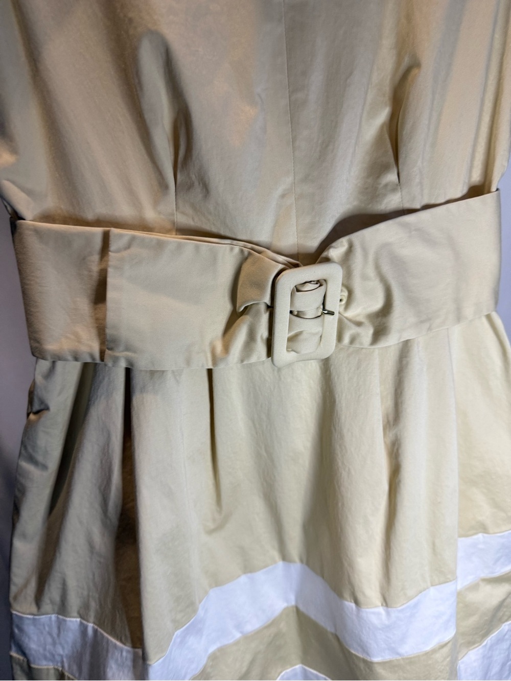 kate spade Yellow and White Belted Midi Dress size 6 100% Cotton Preppy Luxury - Picture 5 of 15